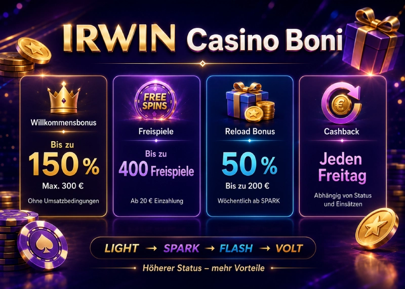 irwin casino boni