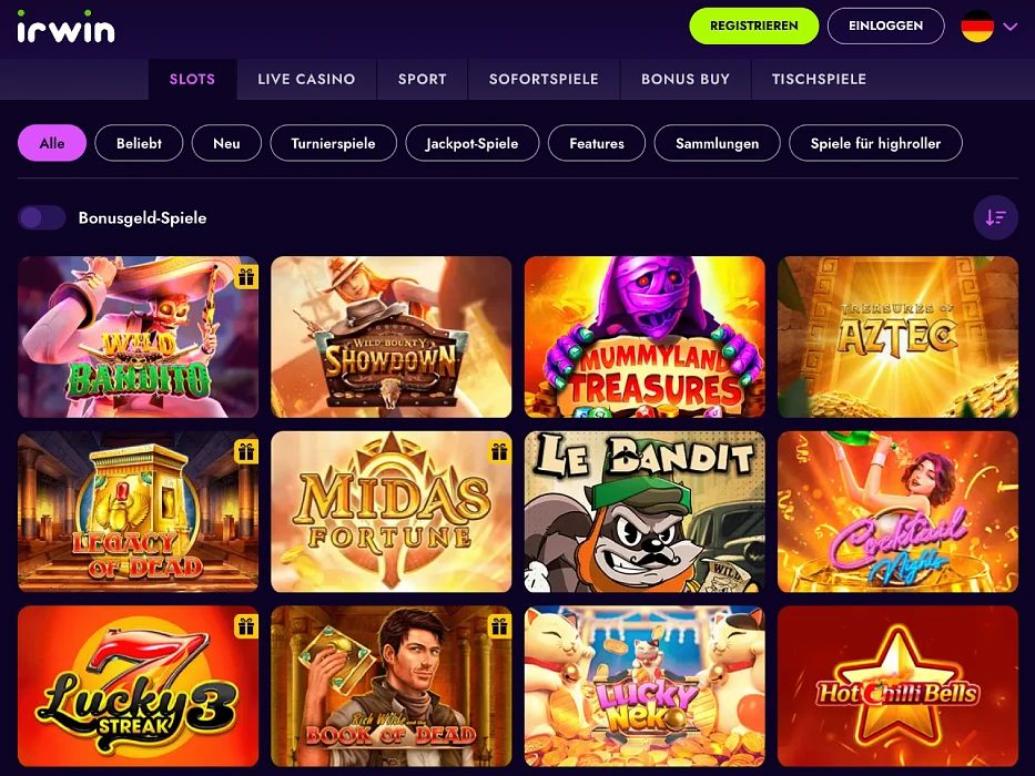 irwin casino slots